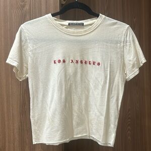Brandy Melville cropped white tshirt with ‘Los Angeles’ printed in red text